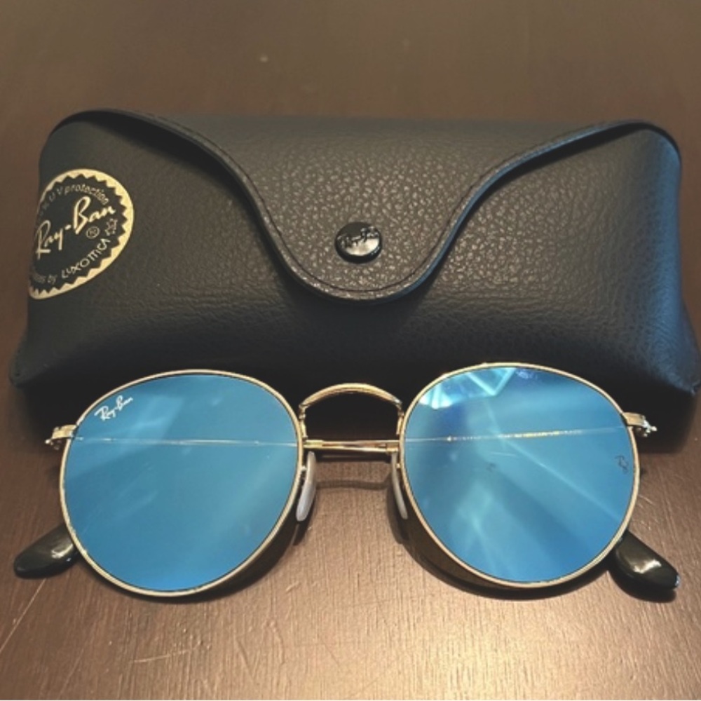 Ray-Ban Silver and Black Round Sunglasses